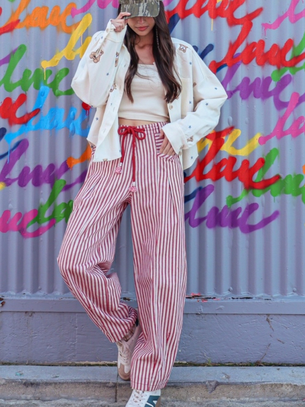 🎉 VERY J “ VERONICA 2 ” VERY J Striped Barrel Denim Pants 89 - Picture 6 of 7